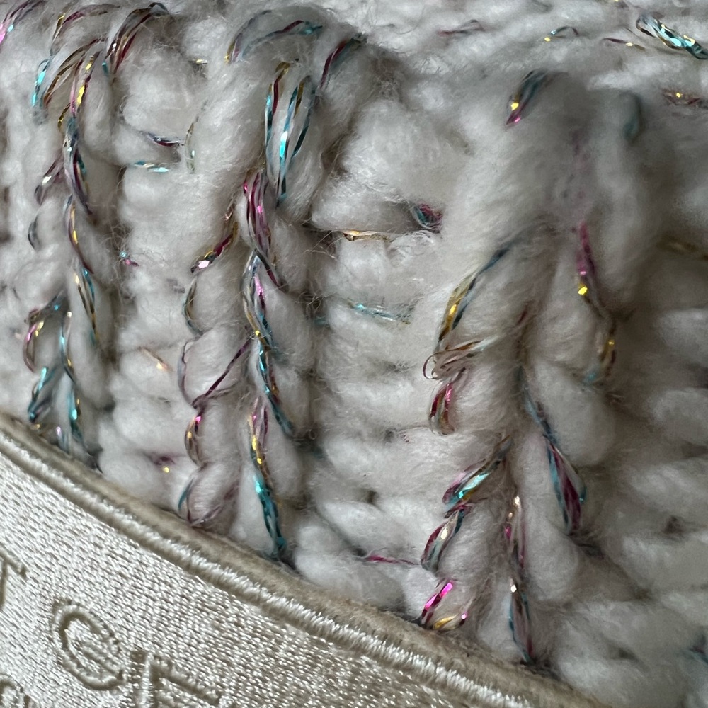 Kurt Geiger Cream Knit Hat with Multicolor Accents - Picture 8 of 8